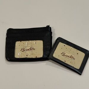 Buxton Black Genuine Leather Card Holder and Pouch Wallet Coin Purse
